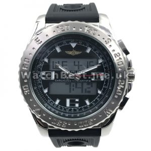 Unique Black Dials Male Breitling Airwolf Raven Fake Watches With Black Straps Sale
