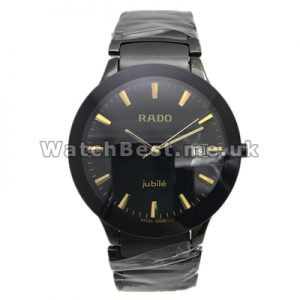Distinctive Gold Hands Male 40MM Rado True Replica Watches With Black Ceramic Cases And Bracelets