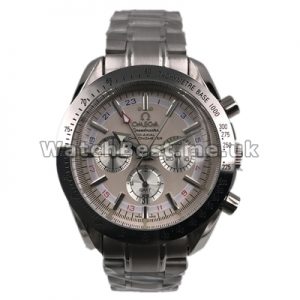 Convenient White Dials 44MM Omega Broad Arrow GMT Copy Watches For Men With Steel Bracelets