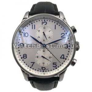 Legible Arabic Numerals Male Automatic Movements IWC Portuguese Chrono Fake Watches With Steel Cases