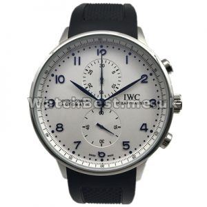 Male Sturdy 41MM Steel Cases IWC Portuguese Chrono Copy Watches With Black Straps Online