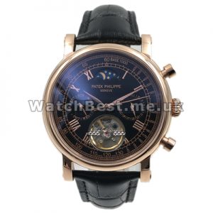 Mature Black Dials Male Patek Philippe Complicated Replica Watches With Automatic Movements Sale