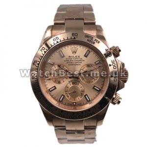 Precious Rose Gold Steel Cases Male Rolex Daytona Fake Watches With Rose Gold Dials