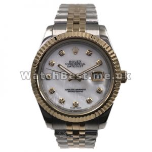 Valuable Male Diamond Indexes Swiss Rolex Datejust Replica Watches With Gold  Steel Cases