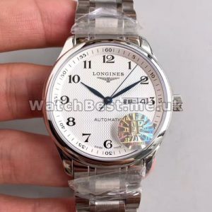 Popular White Dials Male 38.5MM Longines Master Collection Copy Watches With Steel Bracelets