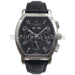 Unique Black Dials And Black Crocodile Straps Male Vacheron Constantin Malta Copy Watches