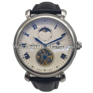 Legible Blue Hands And Blue Roman Numerals Male Vacheron Constantin World Replica Watches With Steel Cases