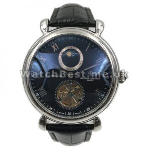 Appropriate Black Dials 44MM Male Vacheron Constantin World Fake Watches With Black Crocodile Straps Online