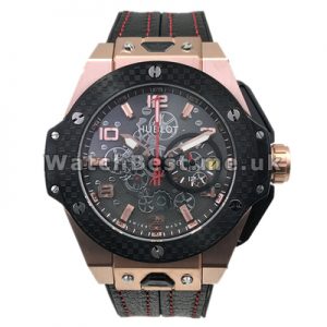Mysterious Male Quartz Movements Fake Hublot 44MM Watches With Rose Gold Steel Cases