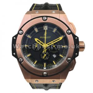 Attractive Yellow Hands And Indexes Male Replica Hublot 46MM Watches With Rose Gold Steel Cases
