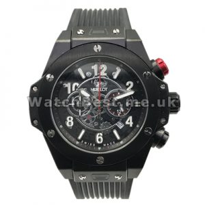 Mysterious Male Quartz Movements 44MM Hublot Copy Watches With Black Straps Online