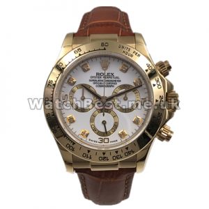 Shiny Diamond Indexes Swiss Male Rolex Daytona Fake Watches With Gold Steel Cases