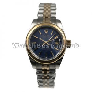 Dazzling Blue Dials Female Replica Rolex Datejust Watches With Gold Bezels Sales