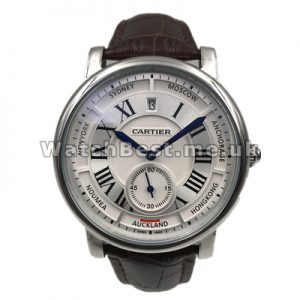 Classic Black Roman Numerals Calibre De Cartier Copy Watches For Men With Steel Cases