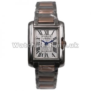 Distinctive Female Swiss Automatic Movements Copy Cartier Tank Watches With White Dials